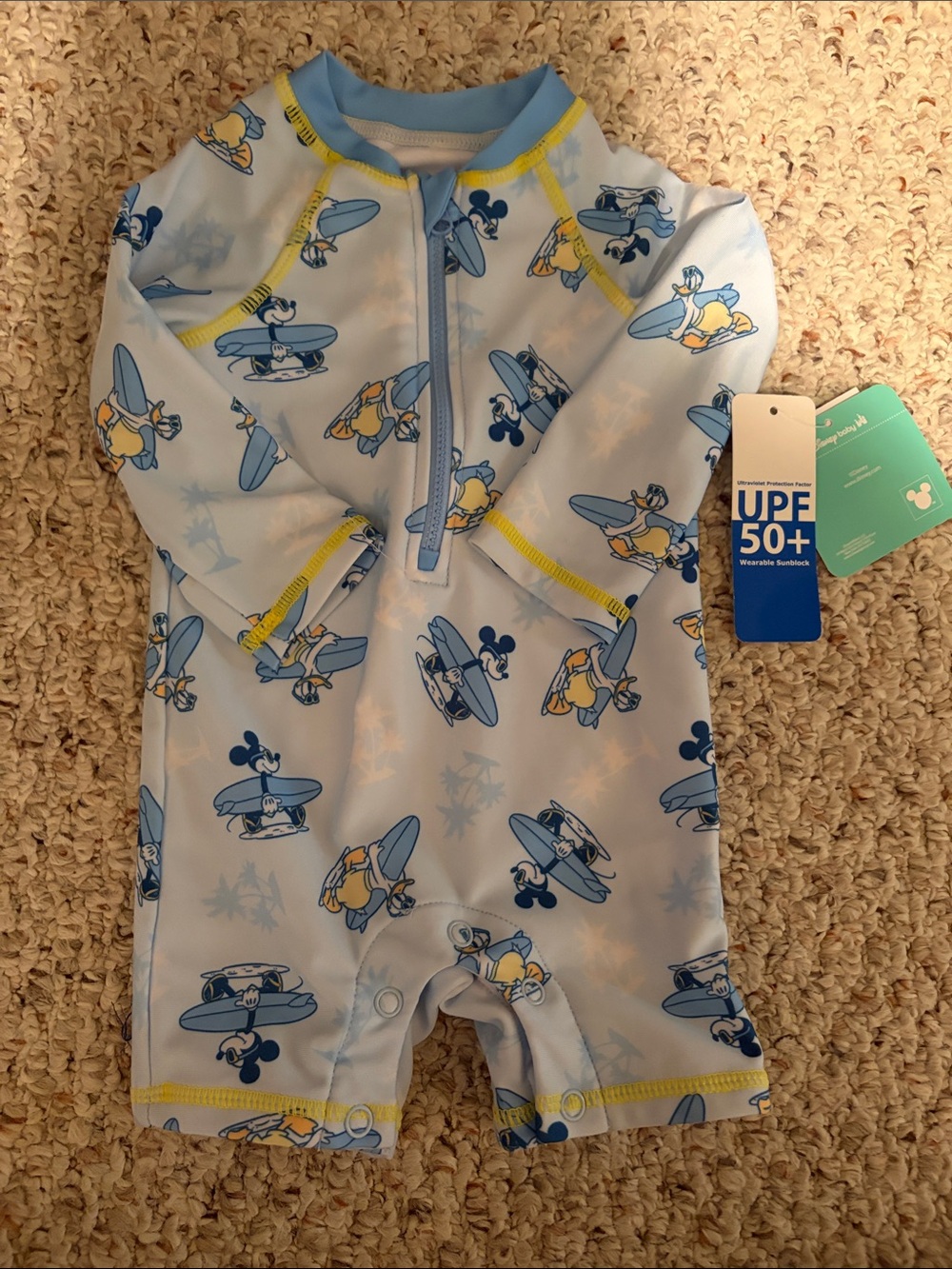 Disney Light Blue Mickey Mouse Surf Rashguard One-Piece